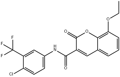 N-[4-chloro-3-(trifluoromethyl)phenyl]-8-ethoxy-2-oxochromene-3-carboxamide 结构式