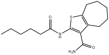 2-(hexanoylamino)-5,6,7,8-tetrahydro-4H-cyclohepta[b]thiophene-3-carboxamide 结构式