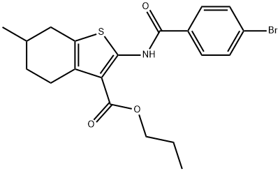 propyl 2-[(4-bromobenzoyl)amino]-6-methyl-4,5,6,7-tetrahydro-1-benzothiophene-3-carboxylate 结构式