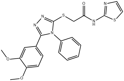 2-[[5-(3,4-dimethoxyphenyl)-4-phenyl-1,2,4-triazol-3-yl]sulfanyl]-N-(1,3-thiazol-2-yl)acetamide 结构式