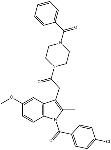 1-(4-benzoylpiperazin-1-yl)-2-[1-(4-chlorobenzoyl)-5-methoxy-2-methylindol-3-yl]ethanone 结构式