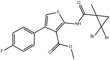 methyl 2-[(2,2-dibromo-1-methylcyclopropanecarbonyl)amino]-4-(4-fluorophenyl)thiophene-3-carboxylate 结构式