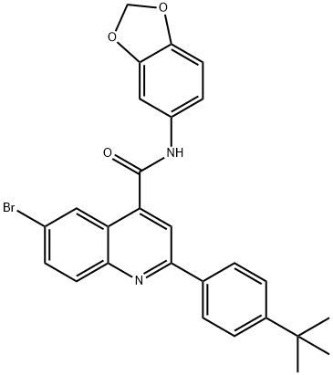 N-(1,3-benzodioxol-5-yl)-6-bromo-2-(4-tert-butylphenyl)quinoline-4-carboxamide 结构式