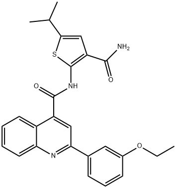 N-(3-carbamoyl-5-propan-2-ylthiophen-2-yl)-2-(3-ethoxyphenyl)quinoline-4-carboxamide 结构式