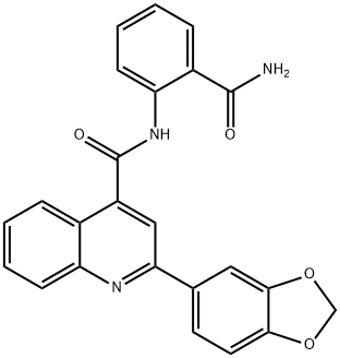 2-(1,3-benzodioxol-5-yl)-N-(2-carbamoylphenyl)quinoline-4-carboxamide 结构式