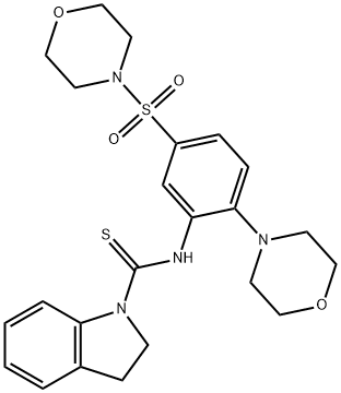 N-(2-morpholin-4-yl-5-morpholin-4-ylsulfonylphenyl)-2,3-dihydroindole-1-carbothioamide 结构式