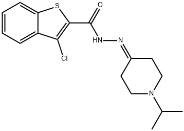 3-chloro-N-[(1-propan-2-ylpiperidin-4-ylidene)amino]-1-benzothiophene-2-carboxamide 结构式