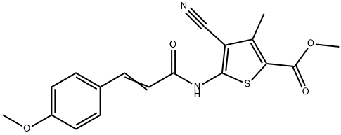 methyl 4-cyano-5-[[(E)-3-(4-methoxyphenyl)prop-2-enoyl]amino]-3-methylthiophene-2-carboxylate 结构式