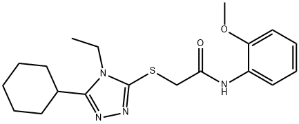 2-[(5-cyclohexyl-4-ethyl-1,2,4-triazol-3-yl)sulfanyl]-N-(2-methoxyphenyl)acetamide 结构式