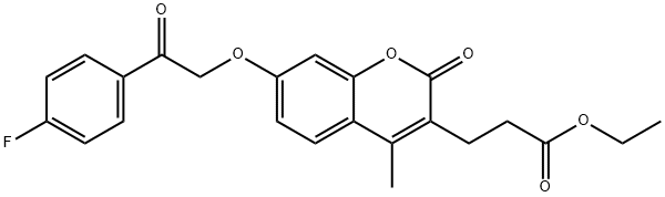 ethyl 3-[7-[2-(4-fluorophenyl)-2-oxoethoxy]-4-methyl-2-oxochromen-3-yl]propanoate 结构式