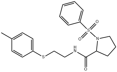 1-(benzenesulfonyl)-N-[2-(4-methylphenyl)sulfanylethyl]pyrrolidine-2-carboxamide 结构式