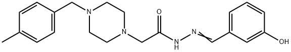 3-[(E)-[[2-[4-[(4-methylphenyl)methyl]piperazin-1-ium-1-yl]acetyl]hydrazinylidene]methyl]phenolate 结构式