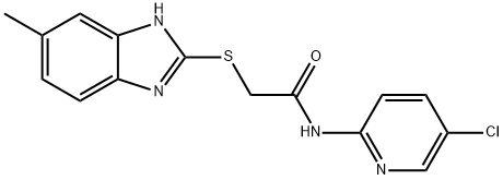 N-(5-chloropyridin-2-yl)-2-[(6-methyl-1H-benzimidazol-2-yl)sulfanyl]acetamide 结构式