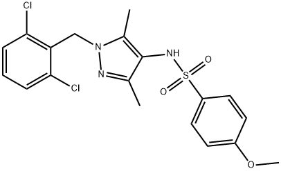 N-[1-[(2,6-dichlorophenyl)methyl]-3,5-dimethylpyrazol-4-yl]-4-methoxybenzenesulfonamide 结构式