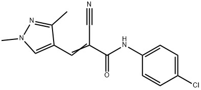 (E)-N-(4-chlorophenyl)-2-cyano-3-(1,3-dimethylpyrazol-4-yl)prop-2-enamide 结构式