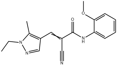 (E)-2-cyano-3-(1-ethyl-5-methylpyrazol-4-yl)-N-(2-methoxyphenyl)prop-2-enamide 结构式