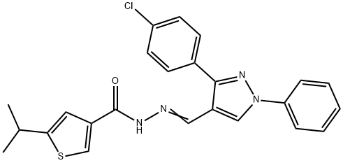 N-[(E)-[3-(4-chlorophenyl)-1-phenylpyrazol-4-yl]methylideneamino]-5-propan-2-ylthiophene-3-carboxamide 结构式