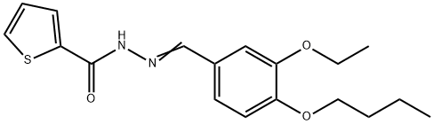 N-[(E)-(4-butoxy-3-ethoxyphenyl)methylideneamino]thiophene-2-carboxamide 结构式
