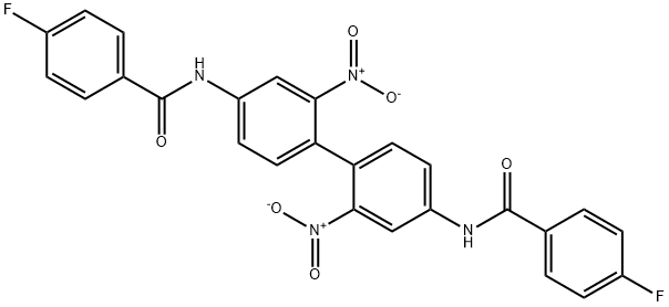 4-fluoro-N-[4-[4-[(4-fluorobenzoyl)amino]-2-nitrophenyl]-3-nitrophenyl]benzamide 结构式