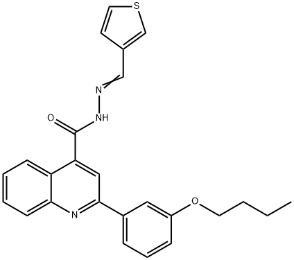 2-(3-butoxyphenyl)-N-[(E)-thiophen-3-ylmethylideneamino]quinoline-4-carboxamide 结构式