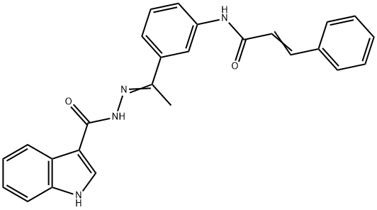 N-[(E)-1-[3-[[(E)-3-phenylprop-2-enoyl]amino]phenyl]ethylideneamino]-1H-indole-3-carboxamide 结构式