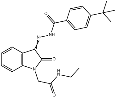 4-tert-butyl-N-[(Z)-[1-[2-(ethylamino)-2-oxoethyl]-2-oxoindol-3-ylidene]amino]benzamide 结构式