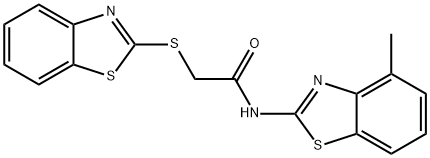 2-(1,3-benzothiazol-2-ylsulfanyl)-N-(4-methyl-1,3-benzothiazol-2-yl)acetamide 结构式