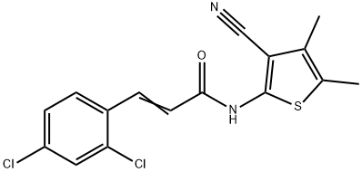 (E)-N-(3-cyano-4,5-dimethylthiophen-2-yl)-3-(2,4-dichlorophenyl)prop-2-enamide 结构式