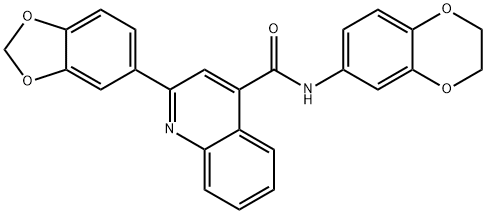2-(1,3-benzodioxol-5-yl)-N-(2,3-dihydro-1,4-benzodioxin-6-yl)quinoline-4-carboxamide 结构式