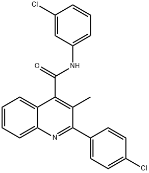 N-(3-chlorophenyl)-2-(4-chlorophenyl)-3-methylquinoline-4-carboxamide 结构式