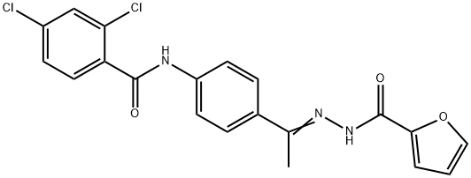 N-[(Z)-1-[4-[(2,4-dichlorobenzoyl)amino]phenyl]ethylideneamino]furan-2-carboxamide 结构式