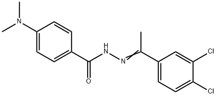 N-[(E)-1-(3,4-dichlorophenyl)ethylideneamino]-4-(dimethylamino)benzamide 结构式