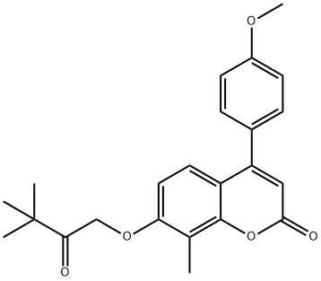 7-(3,3-dimethyl-2-oxobutoxy)-4-(4-methoxyphenyl)-8-methylchromen-2-one 结构式