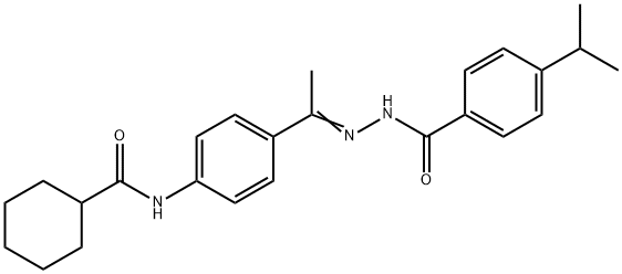 N-[(Z)-1-[4-(cyclohexanecarbonylamino)phenyl]ethylideneamino]-4-propan-2-ylbenzamide 结构式