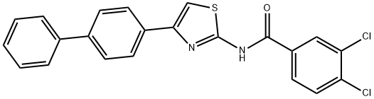 3,4-dichloro-N-[4-(4-phenylphenyl)-1,3-thiazol-2-yl]benzamide 结构式