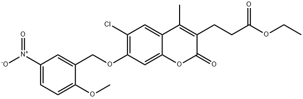 ethyl 3-[6-chloro-7-[(2-methoxy-5-nitrophenyl)methoxy]-4-methyl-2-oxochromen-3-yl]propanoate 结构式