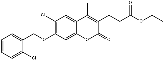 ethyl 3-[6-chloro-7-[(2-chlorophenyl)methoxy]-4-methyl-2-oxochromen-3-yl]propanoate 结构式