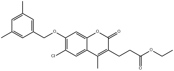 ethyl 3-[6-chloro-7-[(3,5-dimethylphenyl)methoxy]-4-methyl-2-oxochromen-3-yl]propanoate 结构式