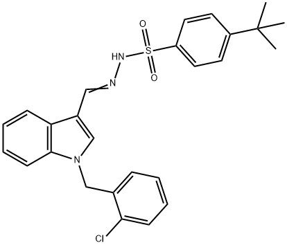 4-tert-butyl-N-[(E)-[1-[(2-chlorophenyl)methyl]indol-3-yl]methylideneamino]benzenesulfonamide 结构式