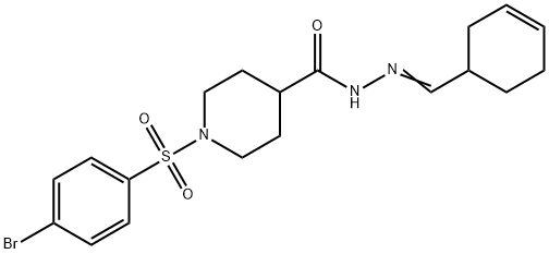 1-(4-bromophenyl)sulfonyl-N-[(E)-cyclohex-3-en-1-ylmethylideneamino]piperidine-4-carboxamide 结构式