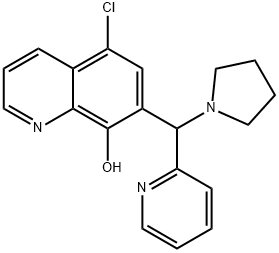 5-氯-7-(吡啶-2-基(吡咯烷-1-基)甲基)喹啉-8-醇 结构式