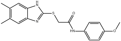 2-[(5,6-dimethyl-1H-benzimidazol-2-yl)sulfanyl]-N-(4-methoxyphenyl)acetamide 结构式