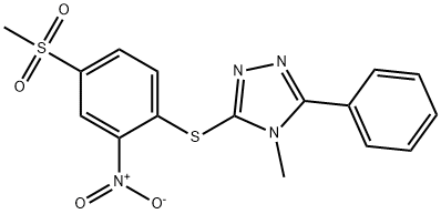 4-methyl-3-(4-methylsulfonyl-2-nitrophenyl)sulfanyl-5-phenyl-1,2,4-triazole 结构式