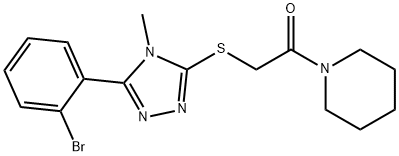 2-[[5-(2-bromophenyl)-4-methyl-1,2,4-triazol-3-yl]sulfanyl]-1-piperidin-1-ylethanone 结构式