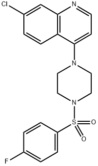 7-chloro-4-[4-(4-fluorophenyl)sulfonylpiperazin-1-yl]quinoline 结构式