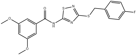 N-[3-[(4-fluorophenyl)methylsulfanyl]-1,2,4-thiadiazol-5-yl]-3,5-dimethoxybenzamide 结构式