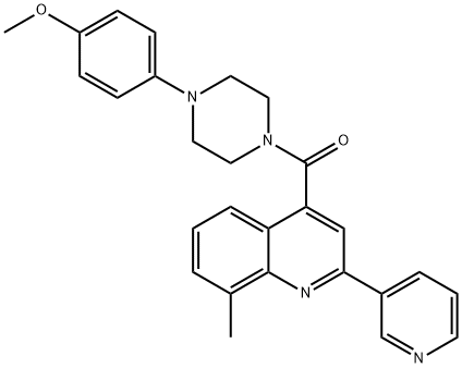 [4-(4-methoxyphenyl)piperazin-1-yl]-(8-methyl-2-pyridin-3-ylquinolin-4-yl)methanone 结构式