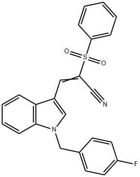 (E)-2-(benzenesulfonyl)-3-[1-[(4-fluorophenyl)methyl]indol-3-yl]prop-2-enenitrile 结构式