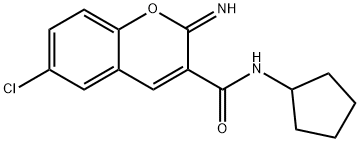 6-chloro-N-cyclopentyl-2-iminochromene-3-carboxamide 结构式