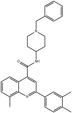 N-(1-benzylpiperidin-4-yl)-2-(3,4-dimethylphenyl)-8-methylquinoline-4-carboxamide 结构式